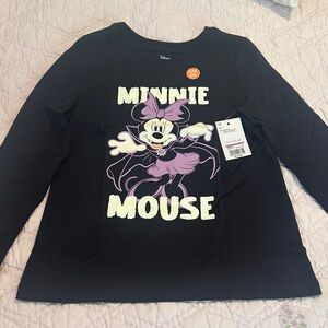 Disney Halloween Minnie Mouse Black and Lavender Long Sleeve Tee
